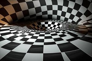 3d virvel schackbräde mönster ai genererad foto