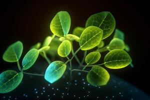 närbild av genomskinlig löv och växter som en symbol av fotosyntes ai genererad foto