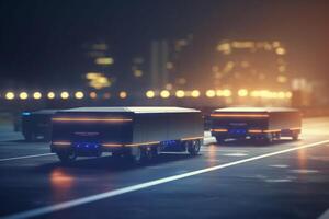intelligent lastbilstransporter de framtida av väg transport genom ai kontrollera ai genererad foto