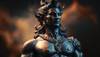 shiva, de herre av förstörelse och förnyelse majestätisk porträtt av de hindu Gud ai genererad foto