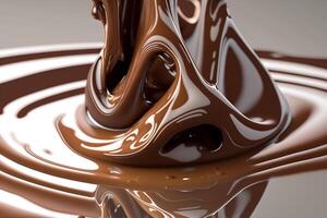 illustration närbild av smält choklad ai genererad foto