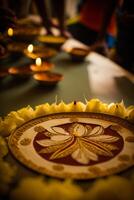 onam de skörda festival av Kerala, Indien ai genererad foto