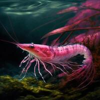 illustration närbild rosa räka skaldjur måltid ai genererad foto