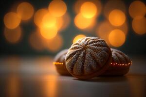 njuta av de traditionell italiensk glädje amaretti småkakor med mandlar ai genererad foto