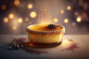 unna sig i de förfall klassisk franska creme brulee ai genererad foto