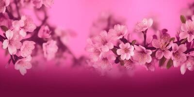 rosa blommar på en rosa bakgrund ai genererad foto