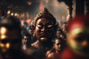 vibrerande fester av nepal katmandu jatra festival ai genererad foto