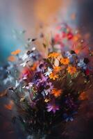 färgrik blommar i abstraktion en firande av natur ai genererad foto