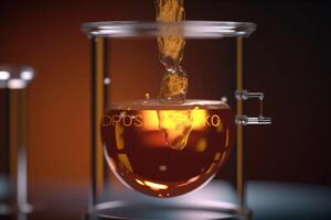 vibrerande 3d illustration av kemisk deposition bearbeta i en glas behållare ai genererad foto