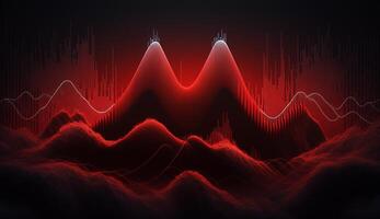 rubin strålglans abstrakt röd frekvenser på mörk bakgrund ai genererad foto