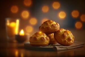 välsmakande gougeres klassisk franska ost puffar med gruyere och örter ai genererad foto