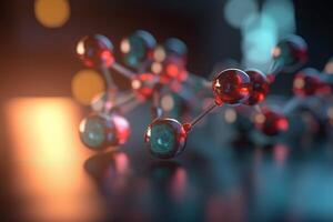 färgrik 3d illustration skildrar molekyl nivå syre minskning bearbeta ai genererad foto