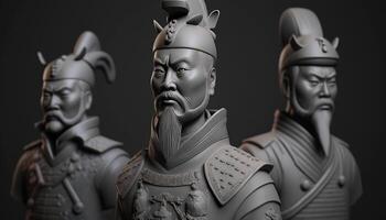 de mäktig armén av kinesisk terrakotta krigare magnifik skulpturer av gammal Kina ai genererad foto