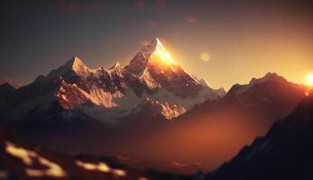 fängslande soluppgång över de himalayan bergen en hisnande ögonblick frysta i tid ai genererad foto
