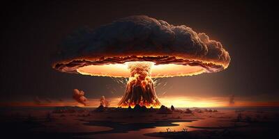 apokalyptisk scen förödande kärn explosion och dess effekter på de miljö ai genererad foto