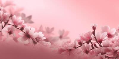 rosa blommar på en rosa bakgrund ai genererad foto