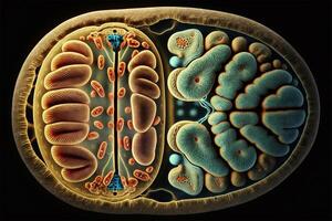 bakterie virus mitokondrier elektron mikroskop förstoring ai genererad foto