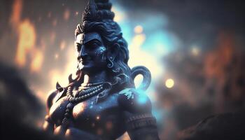 shiva, de herre av förstörelse och förnyelse majestätisk porträtt av de hindu Gud ai genererad foto