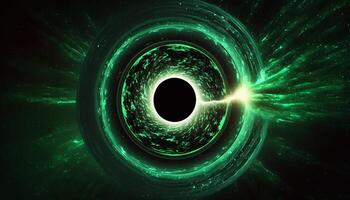 kosmisk inkörsport en portal till annan dimensionera genom en svart hålets virvel ai genererad foto