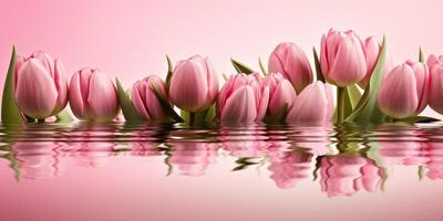 elegant rosa tulpaner på en mjuk rosa bakgrund ai genererad foto