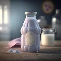 en flaska av traditionell ryska kefir mjölk ai genererad foto