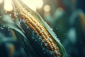 odla majs med artificiell uv ljus för bättre avkastning ai genererad foto