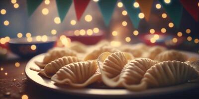 fira ny år med mexikansk empanadas ai genererad foto