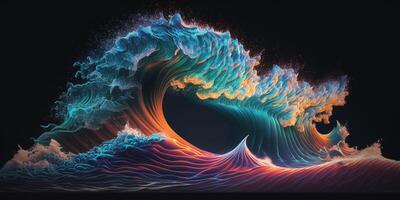 färgrik vågor i de hav i japansk fotorealistisk stil ai genererad illustration foto