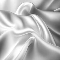 vit och grå skrynkliga satin mönster bakgrund. perfekt tyg trasa för tapet, kläder och gardiner. generativ ai teknologi. foto