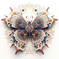 färgrik fjäril mandala konst. skapas med generativ ai teknologi. foto