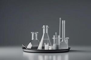 kemi laboratorium Utrustning verktyg tratt Kolla på glas ai genererad foto