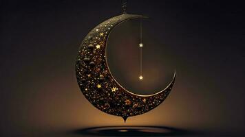3d framställa av utsökt skinande halvmåne måne på bokeh bakgrund. islamic religiös begrepp. foto