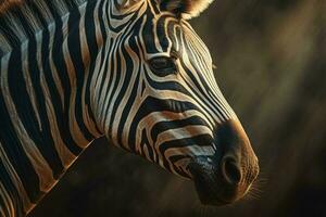 zebra närbild. generera ai foto