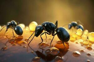 myror honung släppa solljus. generera ai foto