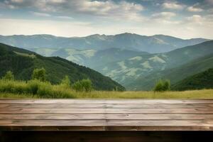 tabell landskap berg. generera ai foto