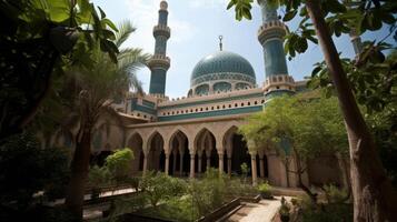 islamic moské eid al Adha de fest av offra generativ ai foto