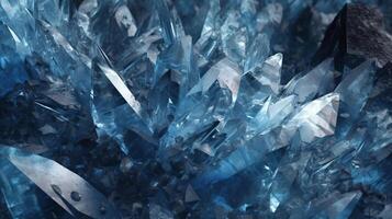 en fantastisk närbild av blå kristall formationer. generativ ai foto
