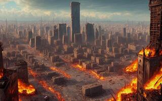 apokalyptisk stad skapa med ai genererad foto