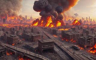 apokalyptisk stad skapa med ai genererad foto