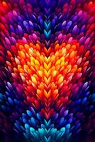 ett abstrakt hjärta - formad mönster med en blanda av värma och Häftigt toner. ai generativ foto