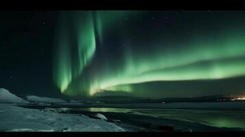 Foto av aurora i de norr Pol,. ai generativ