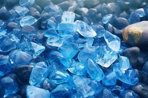 blå och vit cristal stenar tycka om hav i vatten. ai generativ foto