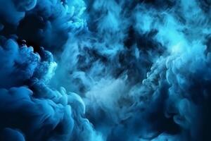 himmel natur moln rök svart natt bakgrund för Skräck blå affisch design tapet. ai generativ foto