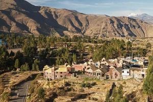 utsikt över Chivay stad i Peru foto