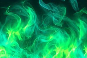 dragen neon Färg grön, brinnande flamma bakgrund material abstrakt hand. ai generativ foto