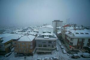 topp se av snö stadsbild i istanbul foto