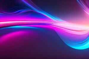 abstrakt trogen bakgrund med rosa blå lysande neon rör på sig hög hastighet Vinka rader och bokeh lampor data överföra begrepp, ai genererad foto