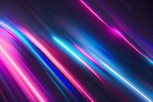abstrakt trogen bakgrund med rosa blå lysande neon rör på sig hög hastighet Vinka rader och bokeh lampor data överföra begrepp, ai genererad foto