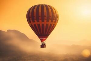 färgrik varm luft ballonger i flyg, ai genererad foto