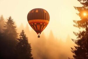 färgrik varm luft ballonger i flyg, ai genererad foto